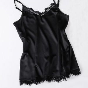 Sexy black satin tank ‼️